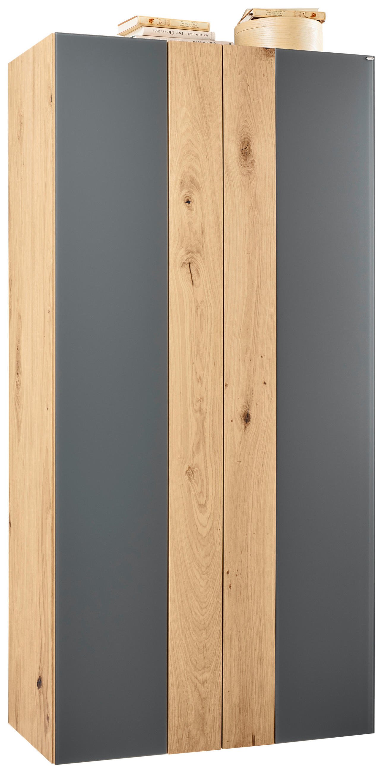 GARDEROBENSCHRANK Wildeiche furniert Grau, Wildeiche - Wildeiche/Grau, Design, Glas/Holz (96/196/42,7cm) - Voglauer