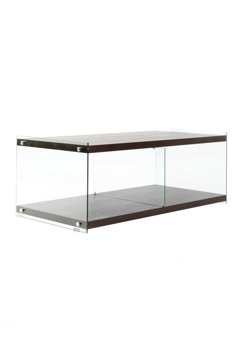 BEISTELLTISCH in Holz, Glas  - Dunkelbraun, Design, Glas/Holz (120/60/45cm) - Kayoom