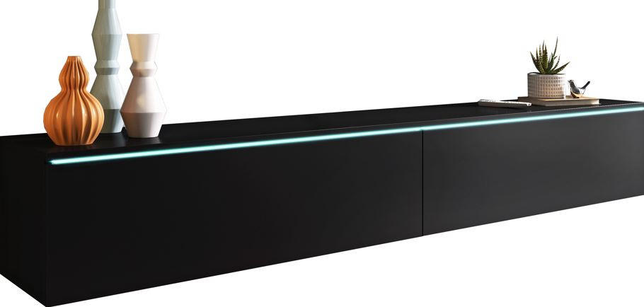 LOWBOARD Vera  in 180/30/33 cm  - Schwarz/Graphitfarben, LIFESTYLE, Holzwerkstoff/Kunststoff (180/30/33cm) - P & B