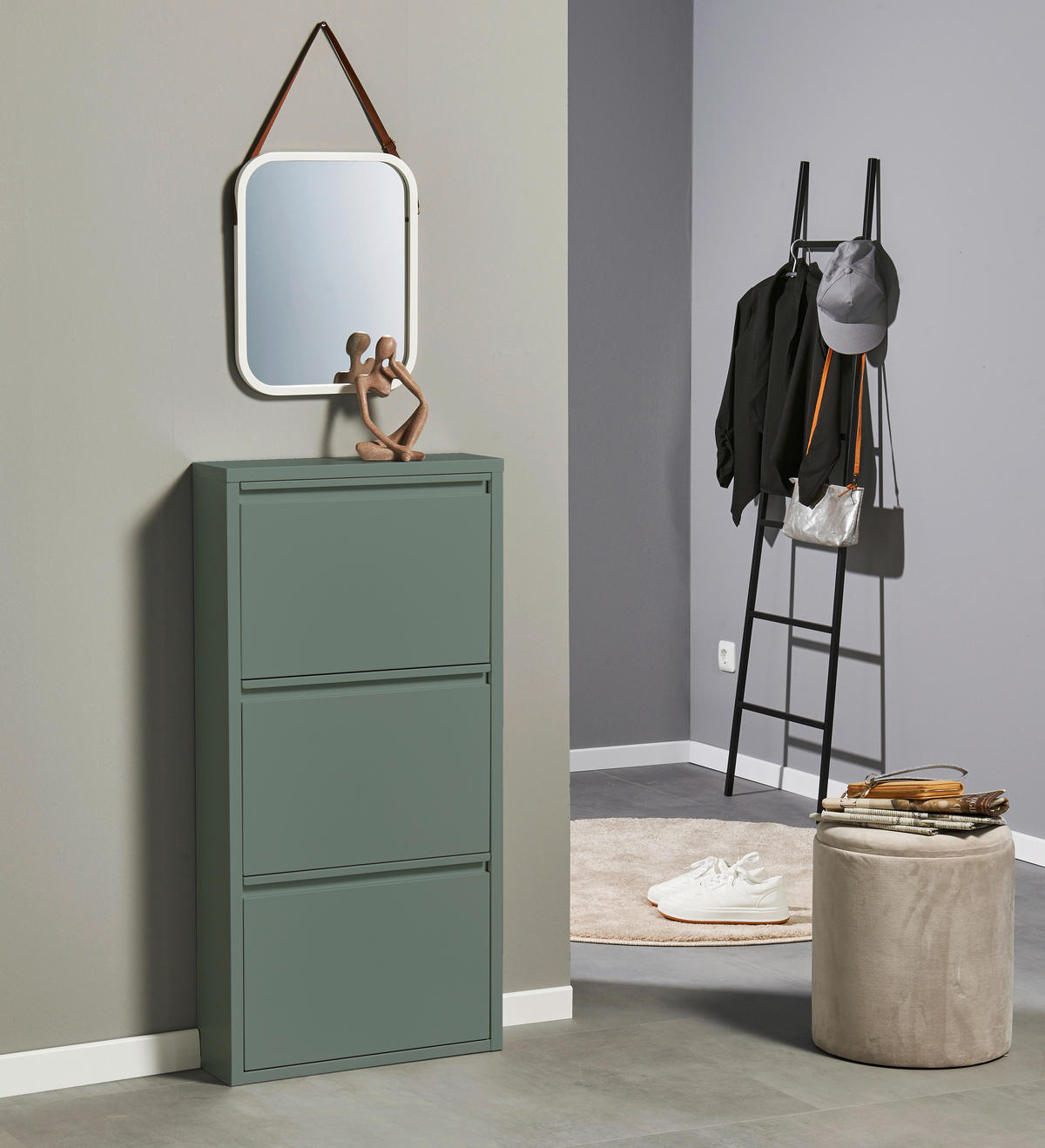 SCHUHKIPPER  in 51/104/16 cm  - Salbeigrün, MODERN, Metall (51/104/16cm) - Boxxx