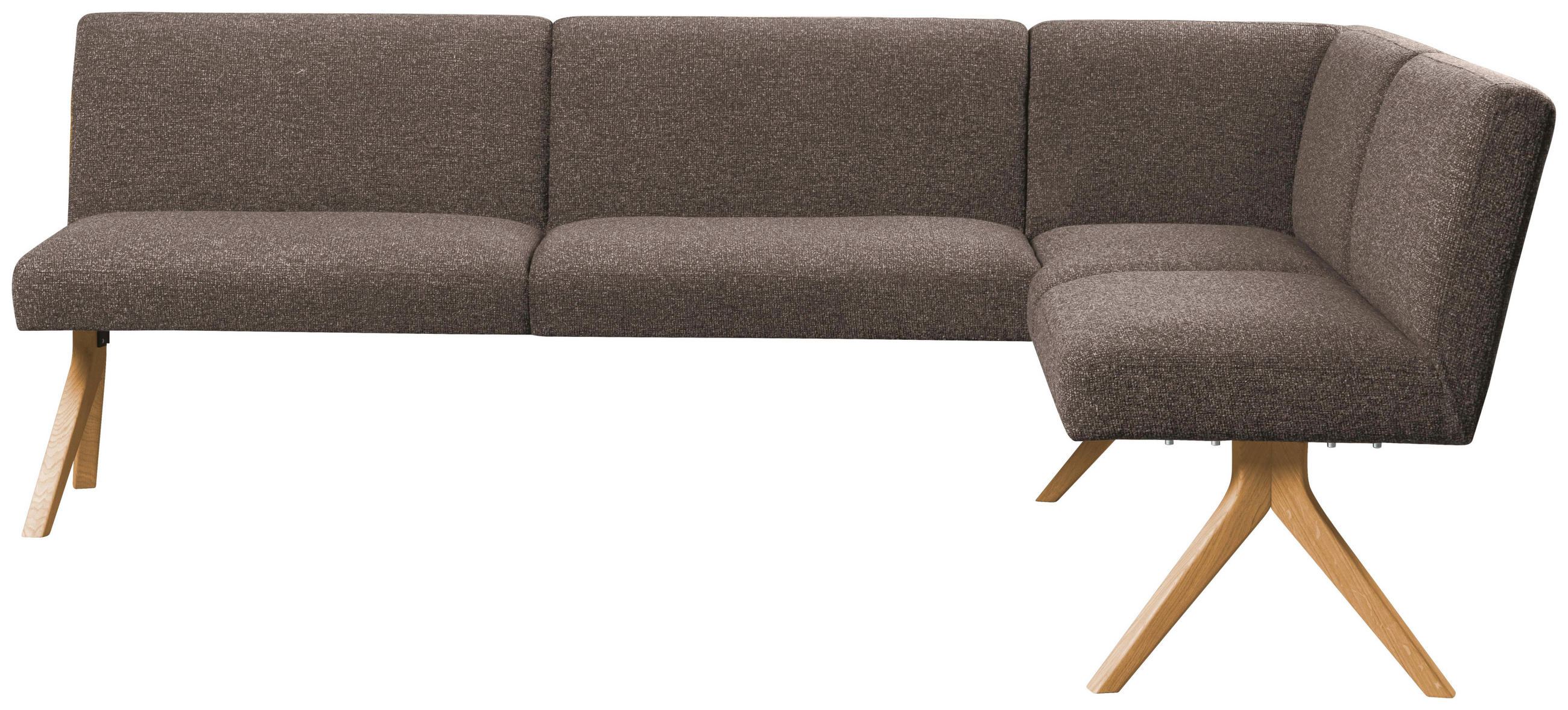 ECKBANK 218/172 cm Webstoff Braun Eiche vollmassiv   - Eichefarben/Braun, KONVENTIONELL, Holz/Textil (218/172cm) - Linea Natura