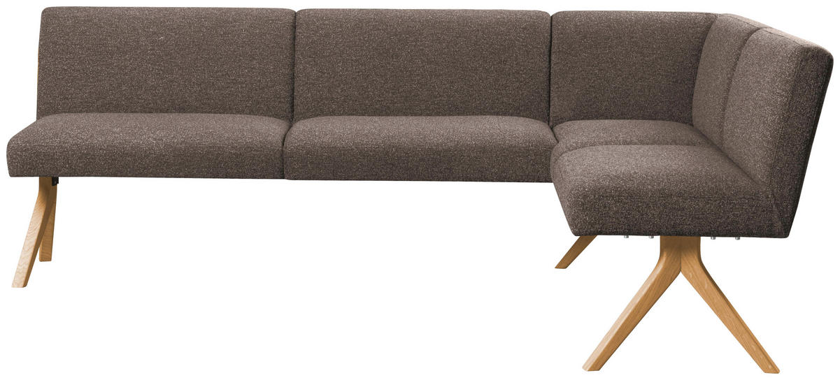 ECKBANK 218/172 cm Webstoff Braun Eiche vollmassiv   - Eichefarben/Braun, KONVENTIONELL, Holz/Textil (218/172cm) - Linea Natura