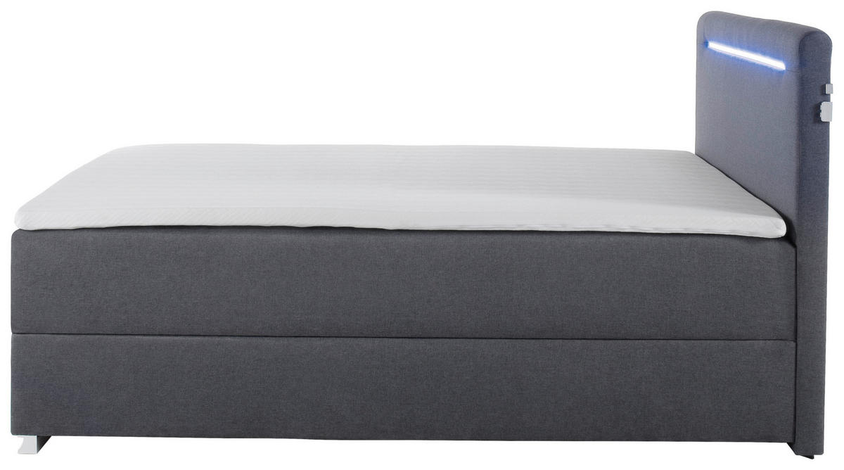 BOXSPRINGBETT 140/200 cm  in Anthrazit  - Anthrazit/Silberfarben, Design, Kunststoff/Textil (140/200cm) - Boxxx