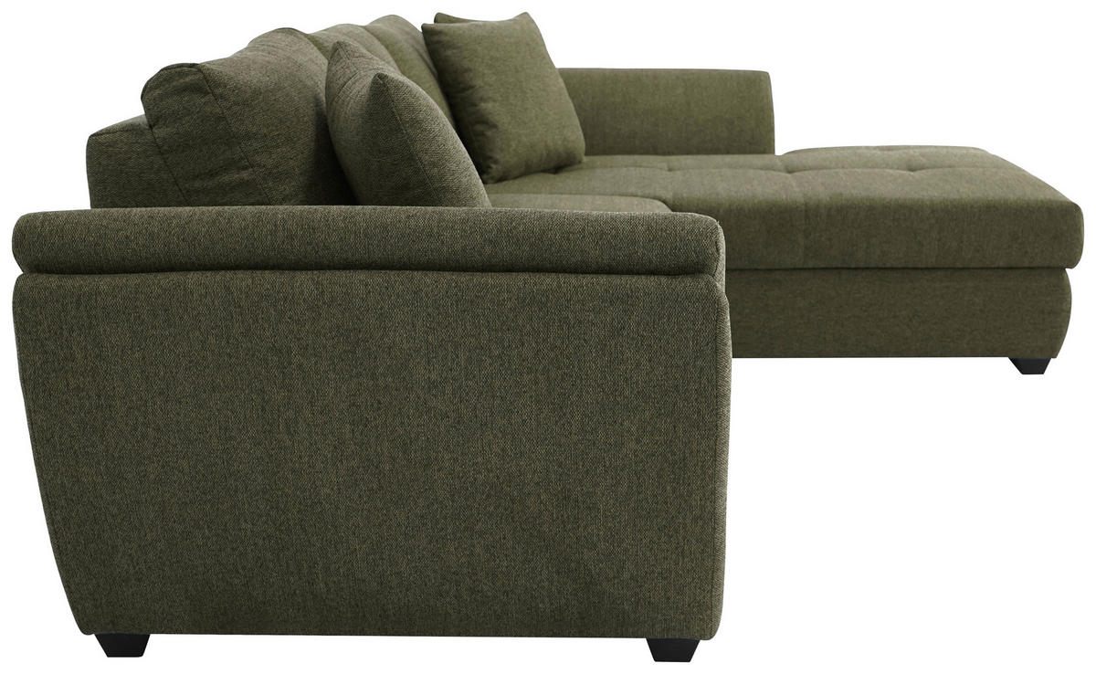 ECKSOFA in Webstoff Grün  - Schwarz/Grün, Design, Kunststoff/Textil (278/187cm) - Livetastic