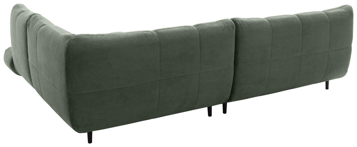 ECKSOFA Ottomane rechts, Eckteil  Olivgrün Feincord  - Schwarz/Olivgrün, Design, Holz/Textil (288/215cm) - Pure Home Lifestyle