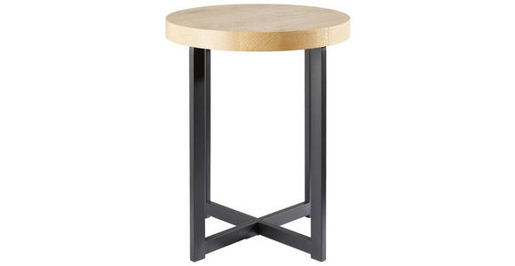 BEISTELLTISCH 40/40/50 cm Schwarz, Eichefarben rund - Eichefarben/Schwarz, Basics, Holzwerkstoff/Metall (40/40/50cm) - Xora