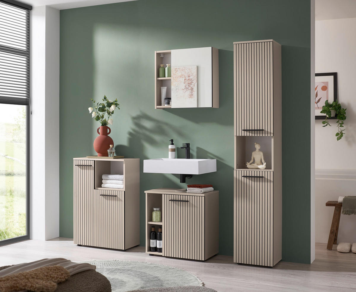 WASCHBECKENUNTERSCHRANK 60/60/35 cm  - Kaschmir/Schwarz, Trend, Holzwerkstoff/Kunststoff (60/60/35cm) - MID.YOU