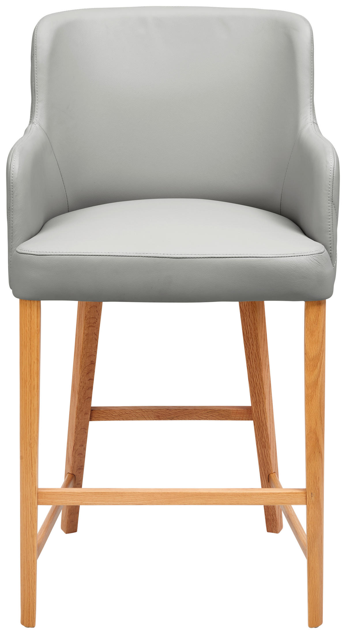 BARHOCKER Echtleder Eiche Hartholz  - KONVENTIONELL, Leder/Holz (57/97/60cm) - Livetastic