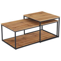 COUCHTISCHSET in Metall, Holzwerkstoff 50-100/55-50/53-35 cm  - Eichefarben/Schwarz, Design, Holzwerkstoff/Metall (50-100/55-50/53-35cm) - Ti'me