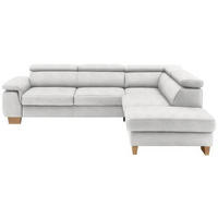 ECKSOFA in Mikrofaser Ecru  - Ecru/Eichefarben, Natur, Holz/Textil (273/226cm) - Beldomo System