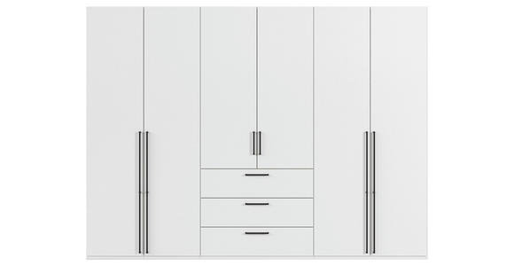 DREHTÜRENSCHRANK 301/223/61 cm,  in Weiß, 6-türig  - Schwarz/Weiß, Basics, Holzwerkstoff/Metall (301/223/61cm) - Novel