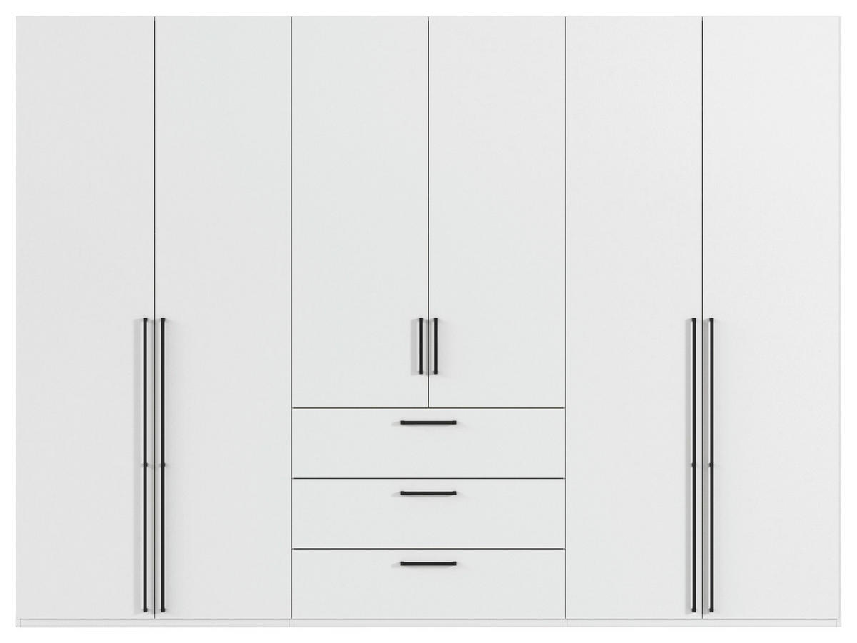 DREHTÜRENSCHRANK 301/223/61 cm,  in Weiß, 6-türig  - Schwarz/Weiß, Basics, Holzwerkstoff/Metall (301/223/61cm) - Novel
