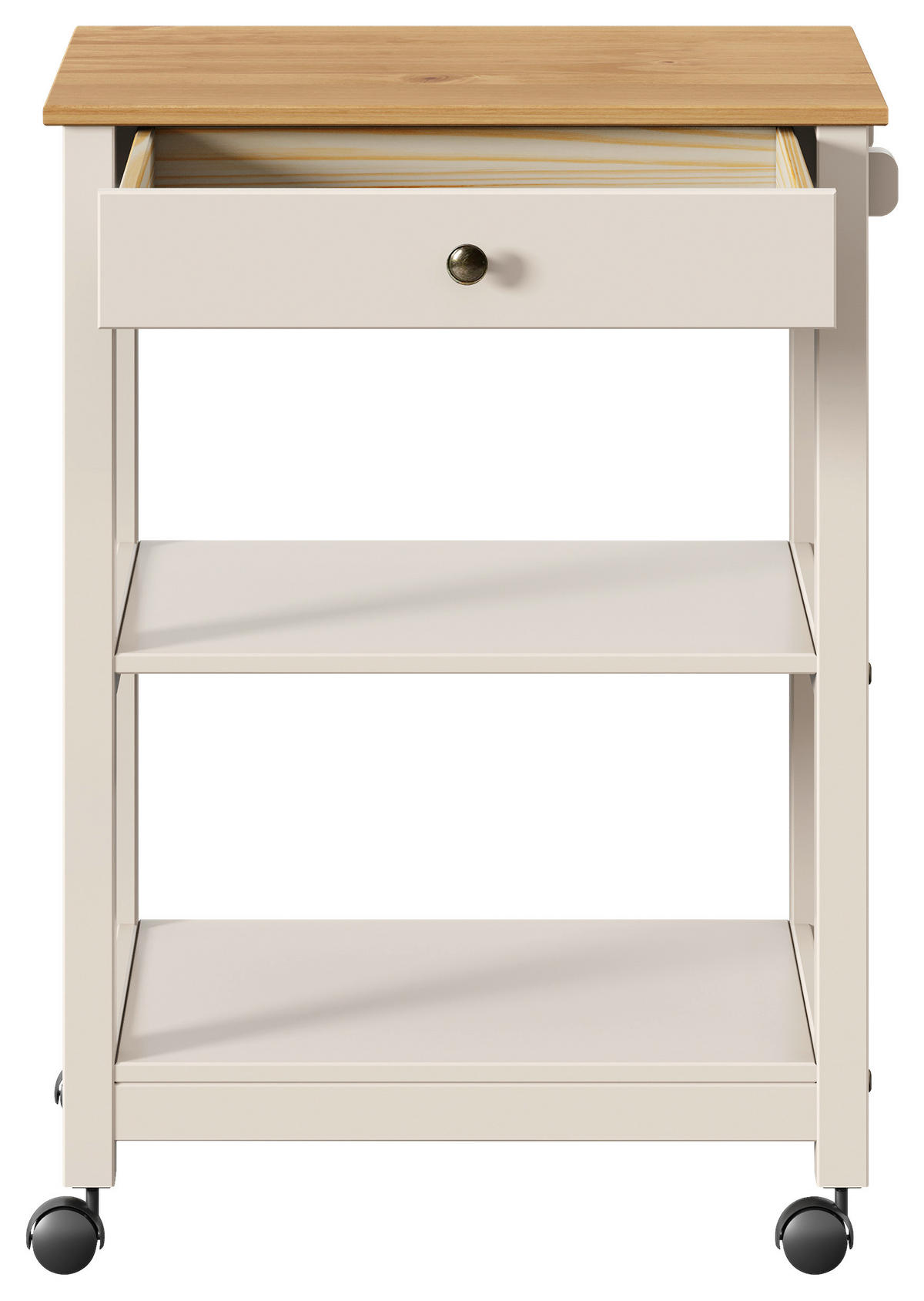 SERVIERWAGEN Pinie massiv Braun, Beige  - Beige/Zinkfarben, MODERN, Holz/Kunststoff (65/90,6/40cm) - Livetastic