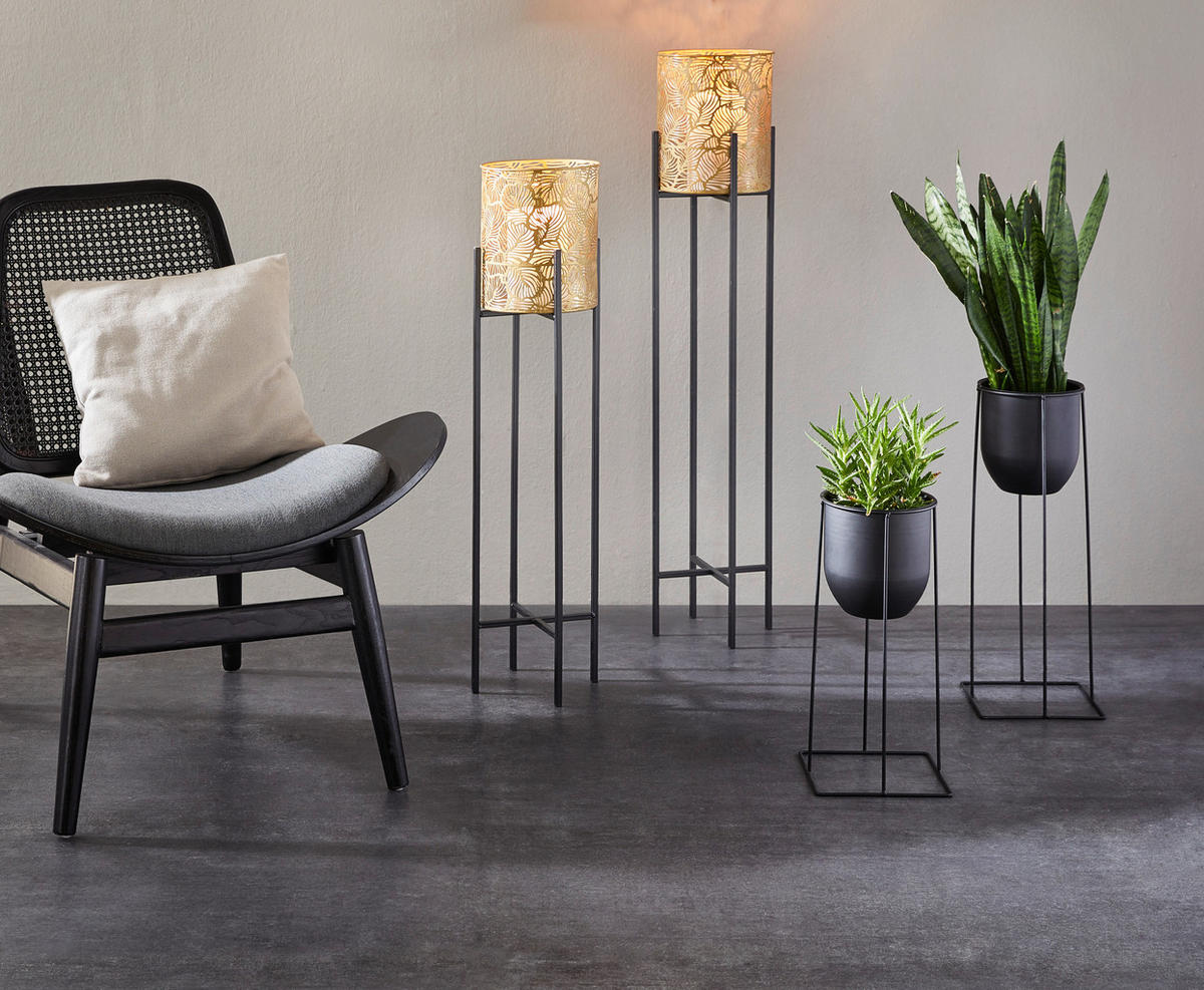 BLUMENTOPF   - Schwarz, Basics, Metall (19/40cm) - Ambia Home