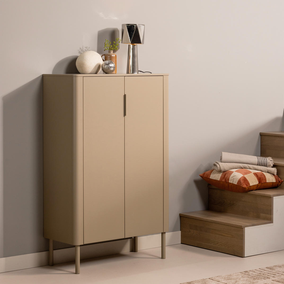 SCHUHSCHRANK Gunnar  in 85/135/39 cm  - Schlammfarben/Schwarz, Design, Holz/Metall (85/135/39cm) - Livetastic