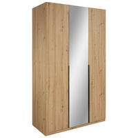 DREHTÜRENSCHRANK 3-türig Eiche Artisan  - Schwarz/Eiche Artisan, KONVENTIONELL, Glas/Holzwerkstoff (134/211/55cm) - Boxxx