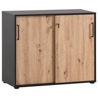 AKTENSCHRANK Schwarz, Eiche Artisan  - Schwarz/Eiche Artisan, MODERN, Holzwerkstoff (100,1/83,6/41cm) - MID.YOU