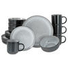 KOMBISERVICE Schwarz, Hellgrau Nordic Fjord Frost 16-teilig 4 Personen  - Hellgrau/Schwarz, Basics, Keramik (38/31/38cm) - Creatable