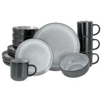KOMBISERVICE Schwarz, Hellgrau Nordic Fjord Frost 16-teilig 4 Personen  - Hellgrau/Schwarz, Basics, Keramik (38/31/38cm) - Creatable