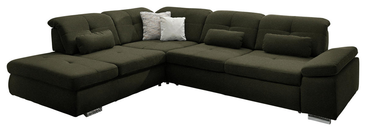ECKSOFA  in Mikrofaser Grün  260/312 cm  - Chromfarben/Grün, Design, Textil/Metall (260/312cm) - Beldomo Style