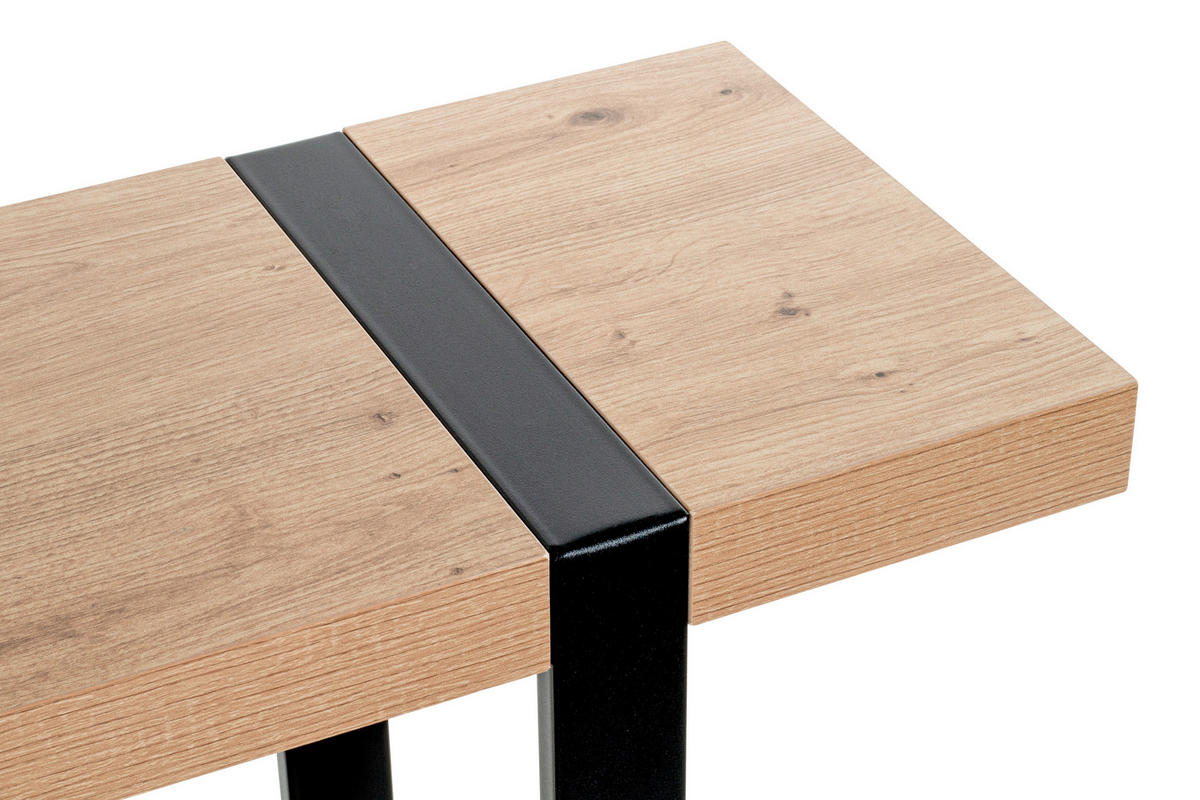 KONSOLENTISCH Schwarz, Eichefarben  - Eichefarben/Schwarz, Design, Holzwerkstoff/Metall (120/30/82cm)