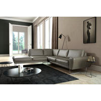 ECKSOFA in Echtleder Grau  - Chromfarben/Grau, Design, Leder/Metall (250/273cm) - Livetastic