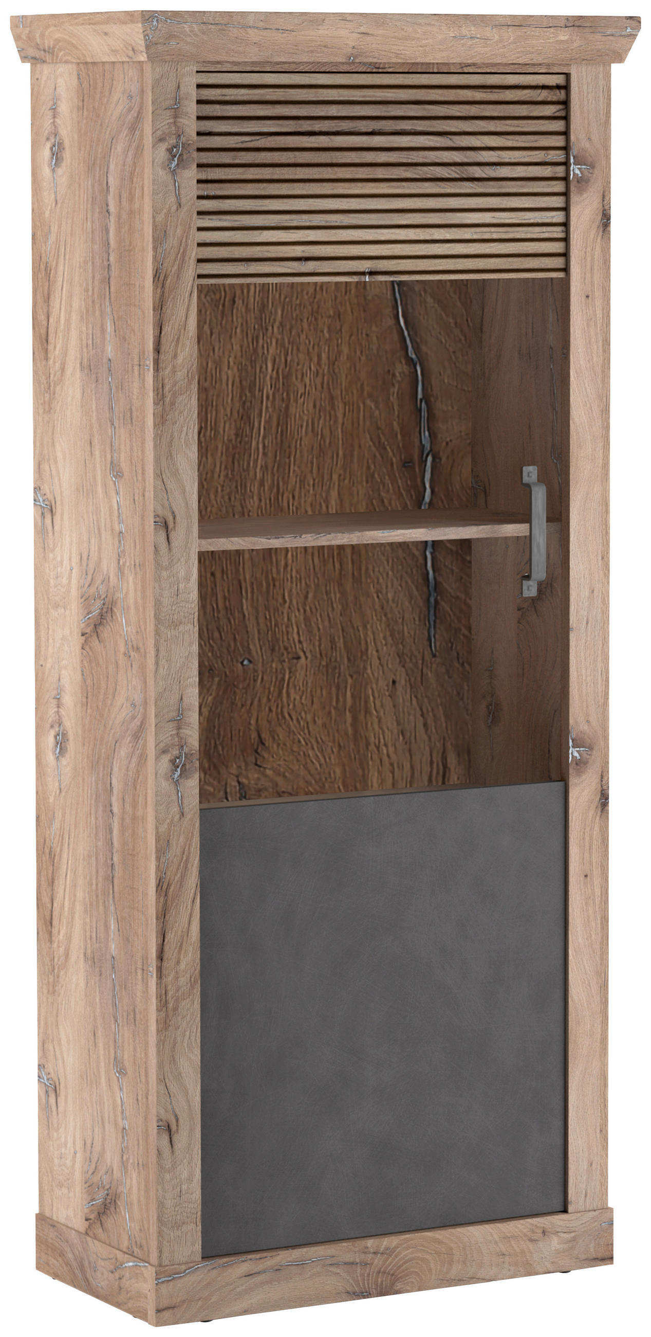 VITRÍNA, antracitová, farba duba, 76/173,7/40 cm - čierna/farba duba, Konventionell, kompozitné drevo/plast (76/173,7/40cm) - Livetastic