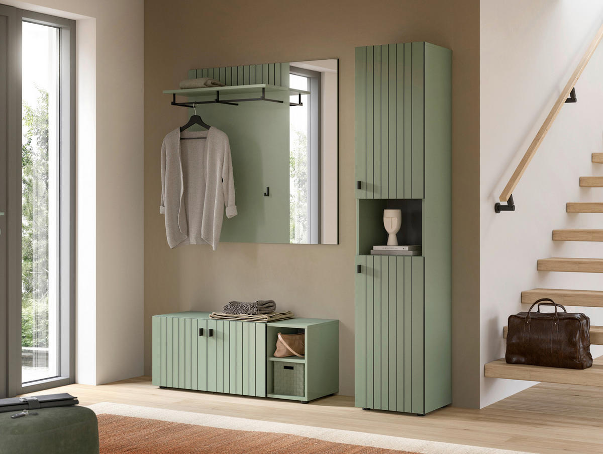 GARDEROBE 3-teilig  in 161/192/37 cm  - Graugrün, Design, Holzwerkstoff (161/192/37cm) - MID.YOU