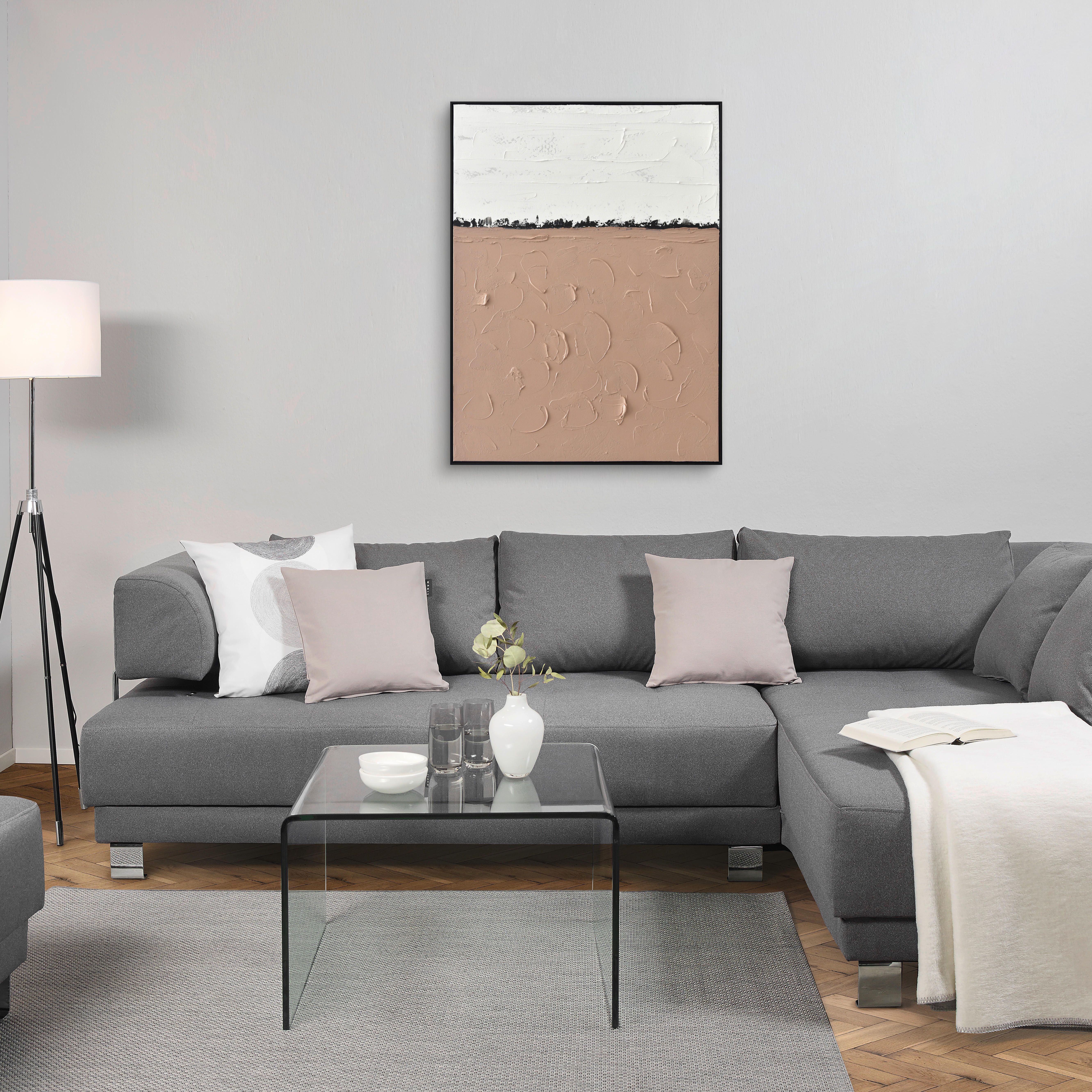 ÖLGEMÄLDE Abstraktes 90/120 cm  - Schwarz/Braun, Design, Holz/Kunststoff (90/120cm) - Monee