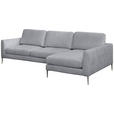 ECKSOFA Grau Chenille  - Silberfarben/Grau, KONVENTIONELL, Textil/Metall (284/143cm) - Carryhome