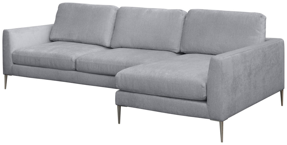 ECKSOFA Grau Chenille  - Silberfarben/Grau, KONVENTIONELL, Textil/Metall (284/143cm) - Carryhome
