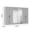 DREHTÜRENSCHRANK 350/223/61 cm,  in Graphitfarben, 7-türig  - Chromfarben/Schwarz, Basics, Glas/Holzwerkstoff (350/223/61cm) - Novel