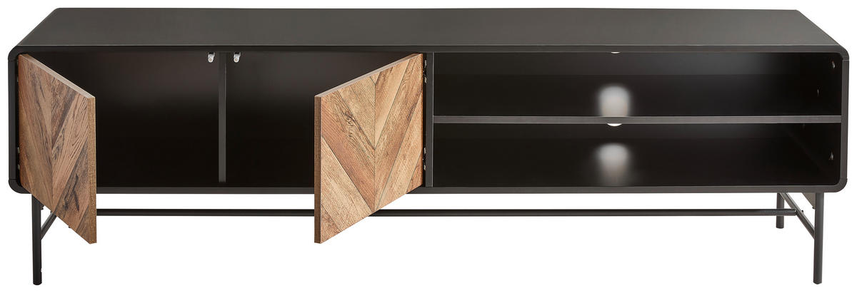 LOWBOARD  in 180/52/40 cm  - Eichefarben/Schwarz, MODERN, Holzwerkstoff/Metall (180/52/40cm) - MID.YOU
