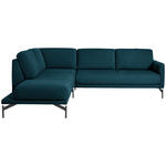 ECKSOFA in Flachgewebe, Struktur Petrol  230/254 cm  - Anthrazit/Petrol, Design, Textil/Metall (230/254cm) - Johann Jakob