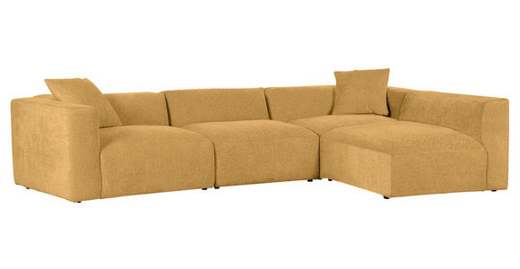 ECKSOFA Senfgelb Chenille Zierkissen, Rücken echt  - Senfgelb/Creme, MODERN, Kunststoff/Textil (317/239cm) - Carryhome