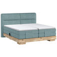 BOXSPRINGBETT 180/200 cm  in Eichefarben, Hellblau  - Eichefarben/Hellblau, Natur, Holz/Textil (180/200cm) - Valnatura