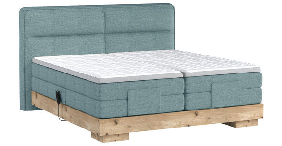 BOXSPRINGBETT 180/200 cm  in Eichefarben, Hellblau  - Eichefarben/Hellblau, Natur, Holz/Textil (180/200cm) - Valnatura