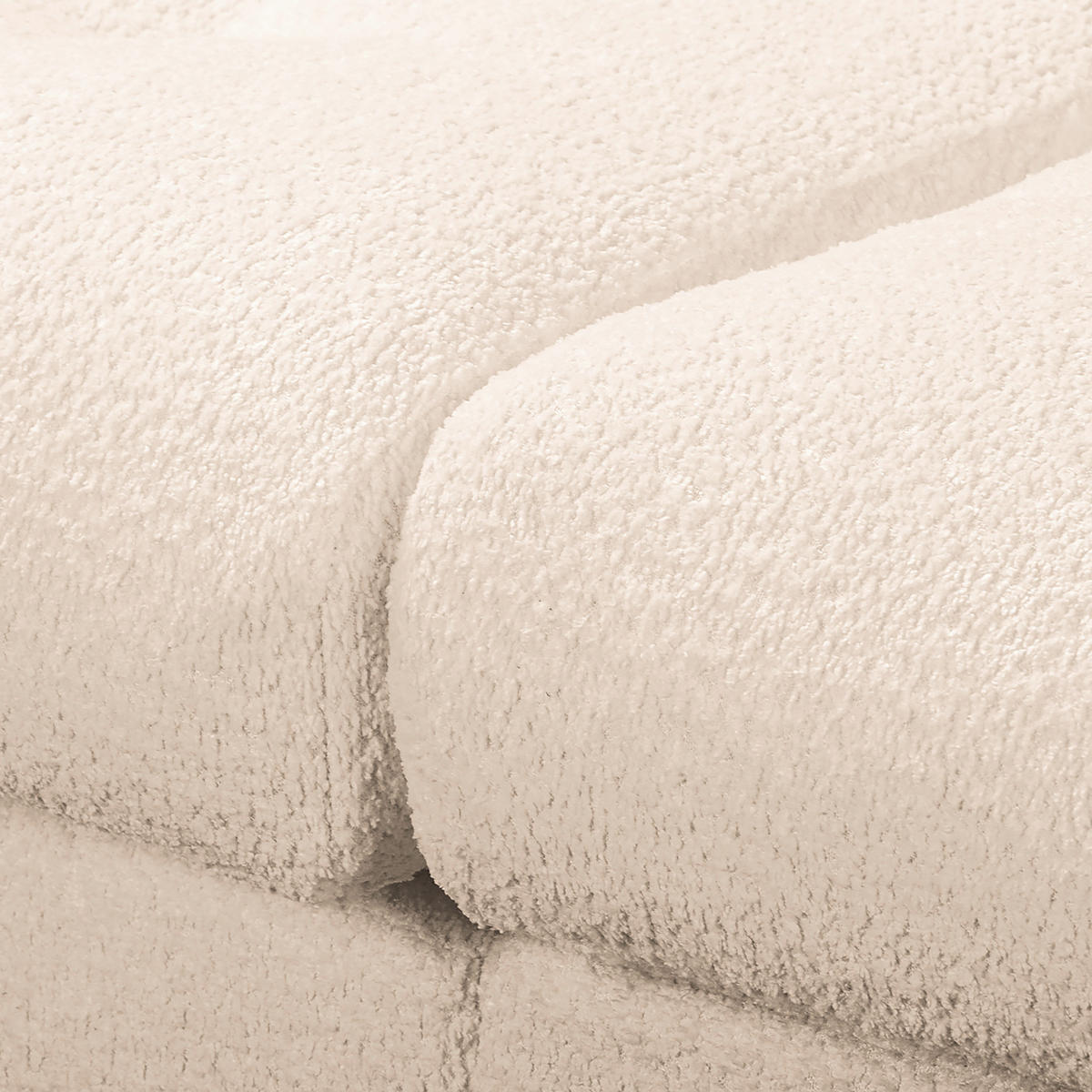 BIGSOFA in Teddystoff Creme  - Creme/Schwarz, Design, Kunststoff/Textil (284/94/148cm) - Livetastic