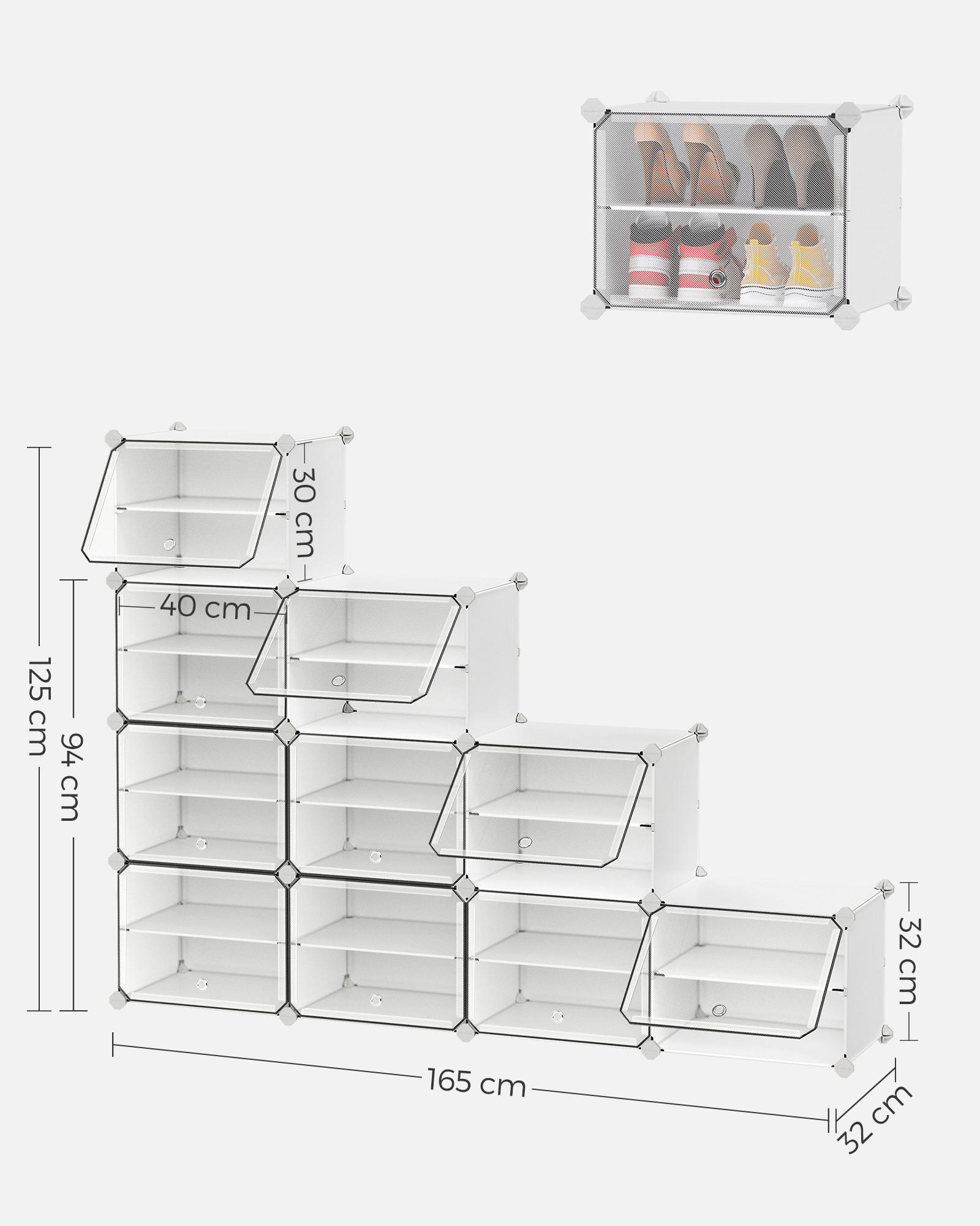 SCHUHREGAL Weiß, Transparent  - Transparent/Weiß, Basics, Kunststoff/Metall (83/156/32cm)