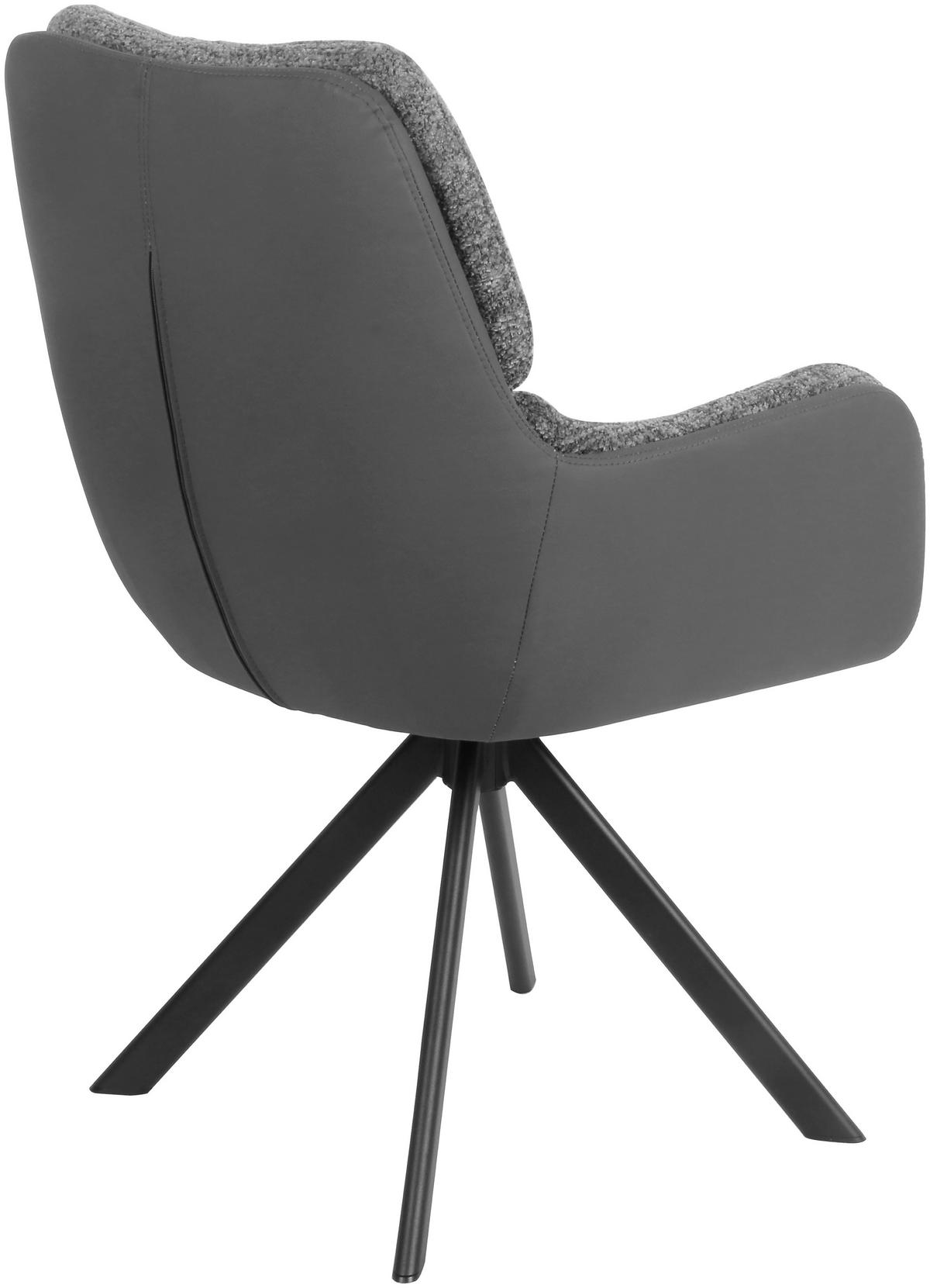 ARMLEHNSTUHL Eisen Webstoff  - Schwarz/Braun, Modern, Textil/Metall (61/91/65cm) - MID.YOU