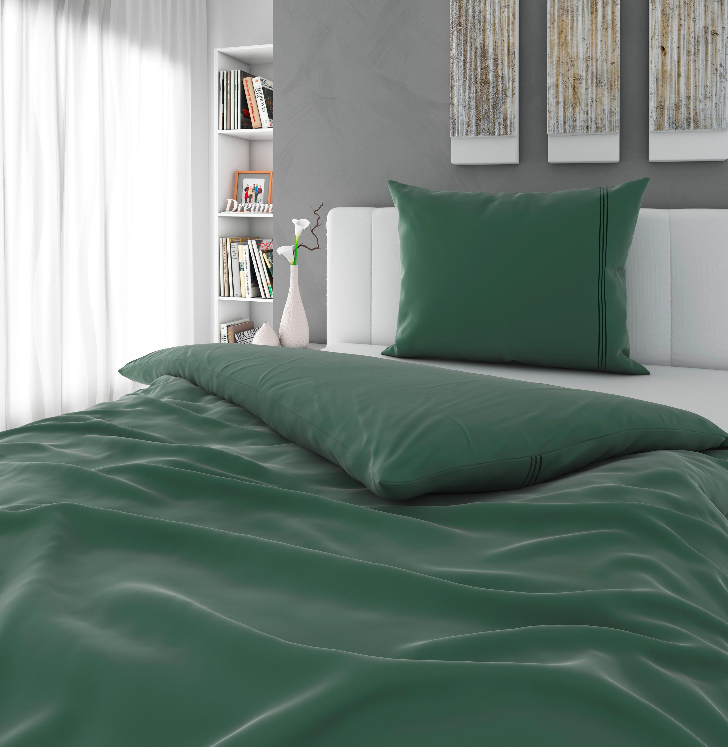 POVLEČENÍ, satén, zelená, 140/200 cm - zelená, Natur, textil (140/200cm) - Bio:Vio