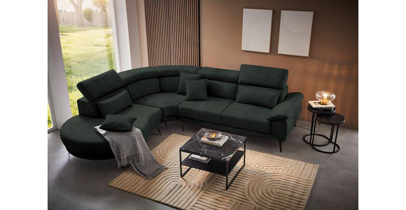 ECKSOFA in Velours Dunkelgrün 264/299 cm - Dunkelgrün/Schwarz, Design, Textil/Metall (264/299cm) - Novel