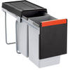 EINBAUABFALLSAMMLER 2x 15 L  - Edelstahlfarben/Schwarz, Basics, Kunststoff/Metall (25,3/43,3/46,7cm) - Franke