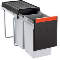 EINBAUABFALLSAMMLER 2x 15 L  - Edelstahlfarben/Schwarz, Basics, Kunststoff/Metall (25,3/43,3/46,7cm) - Franke