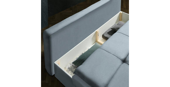 SCHLAFSOFA in Flachgewebe Blaugrau - Blaugrau/Schwarz, MODERN, Textil/Metall (208/73/92/102cm) - Novel