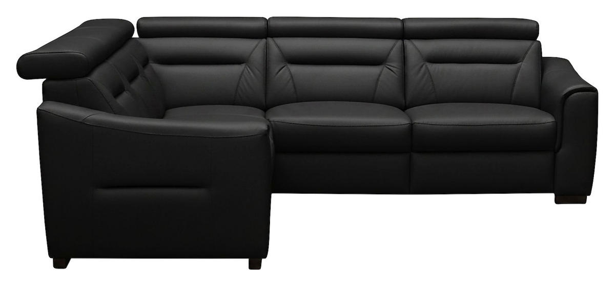 ECKSOFA Lederlook Echtleder Schwarz  - Wengefarben/Schwarz, Design, Leder/Holz (260/260cm) - Celina Home