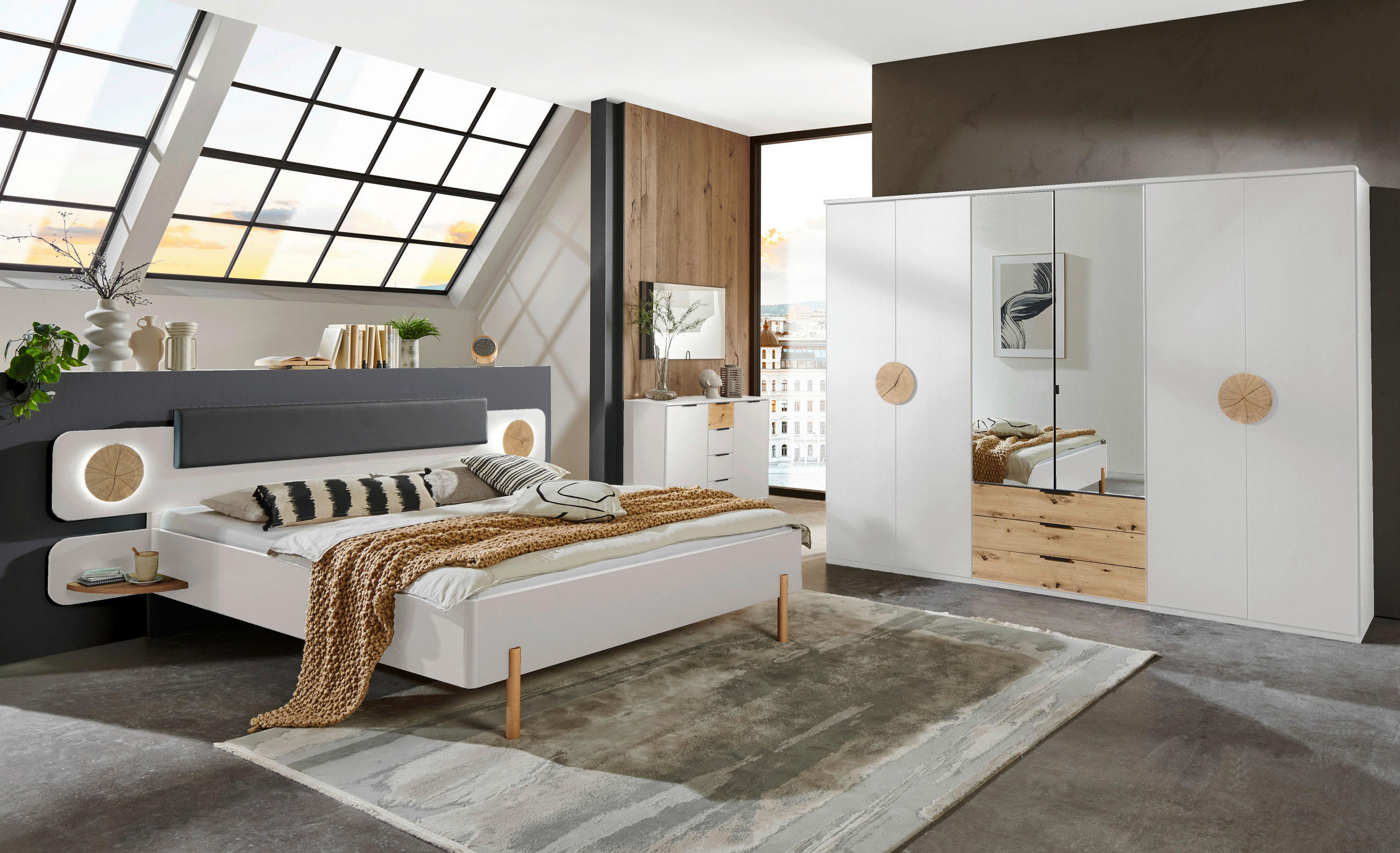 Thumbnail - Mid.you Sideboard, Weiß, Eiche, Metall, 1 Fächer, 5 Schubladen, 130x83x41 cm, BQ - Bündnis für Qualität, Made in Germany...