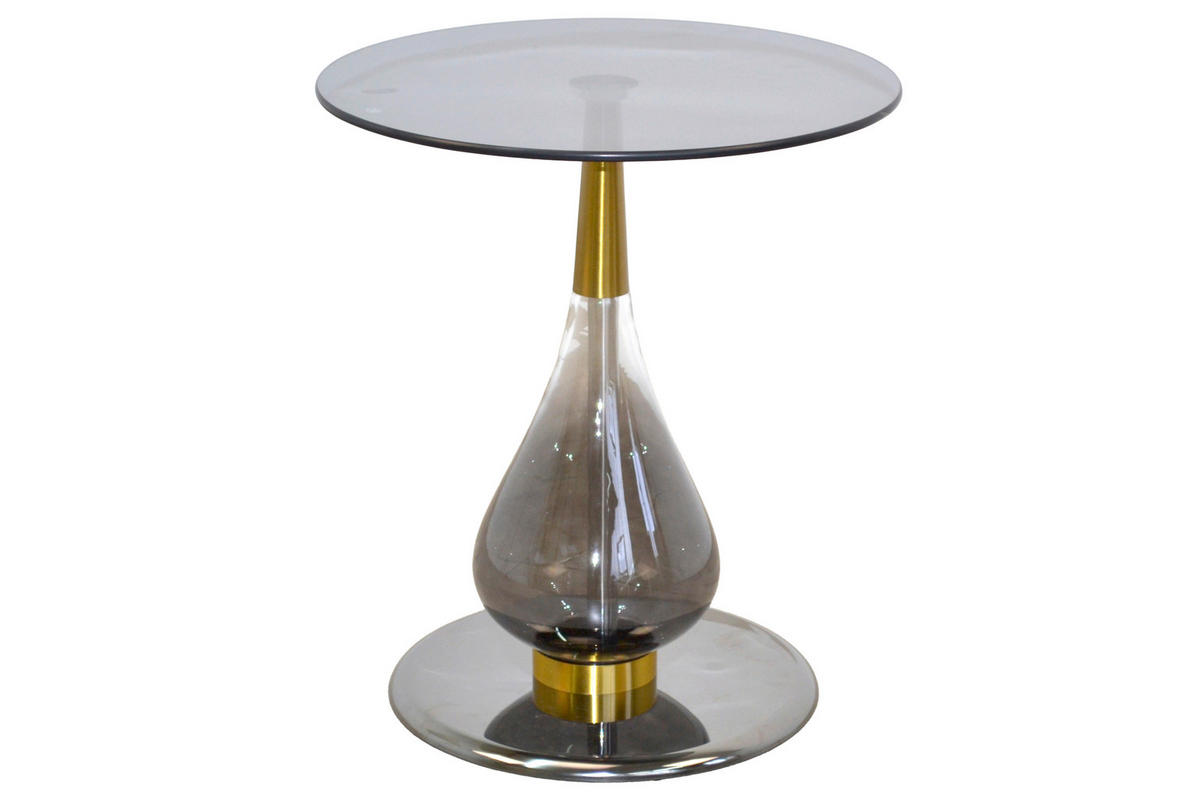 BEISTELLTISCH 45/45/52 cm Grau rund  - Grau, Design, Glas/Metall (45/45/52cm) - MID.YOU