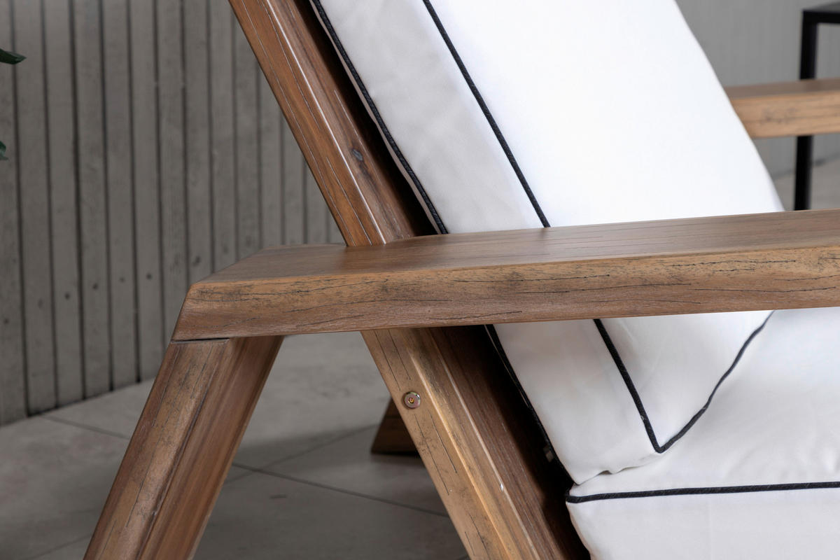 LOUNGESESSEL  - Weiß/Akaziefarben, KONVENTIONELL, Holz (100/70/92cm) - Gardenson