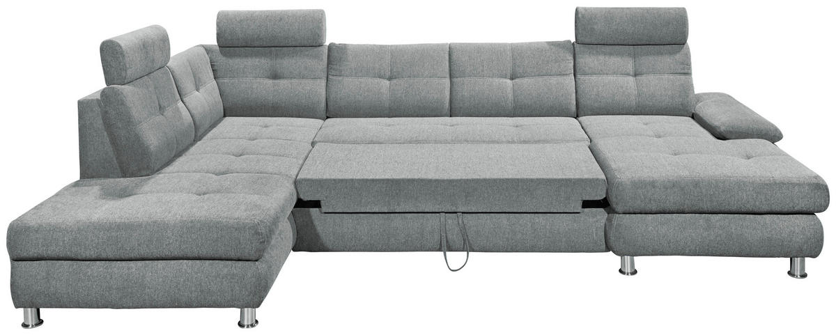 WOHNLANDSCHAFT Hellgrau Webstoff  - Hellgrau, MODERN, Kunststoff/Textil (233/349/177cm) - MID.YOU